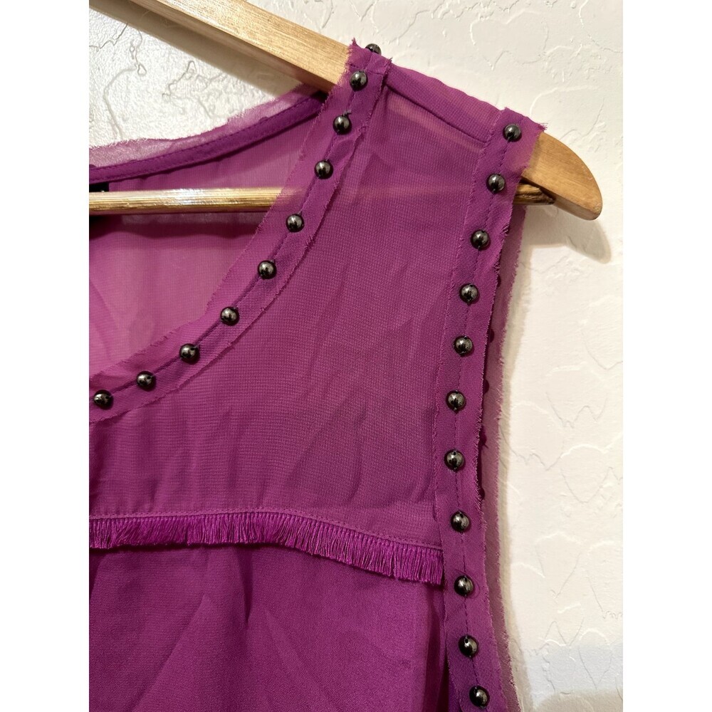 Ana Womans Sleeveless Top Size 1X Studded Fringe Boho Beachy Western Y2K Ranch - Picture 8 of 13